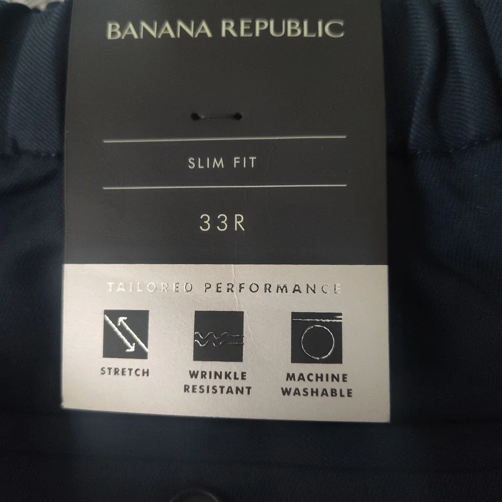 New Mens Banana Republic‎ Pants Size 33 Navy Trousers Drawstring Waist Black